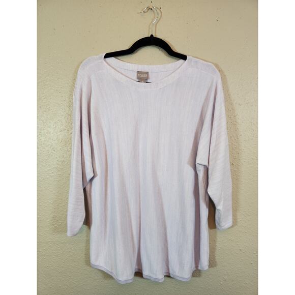 Chico's Women's Light Purple 3/4 Sleeve Casual Crew Neck‎ Sweater Size 3 / XL - Picture 1 of 6